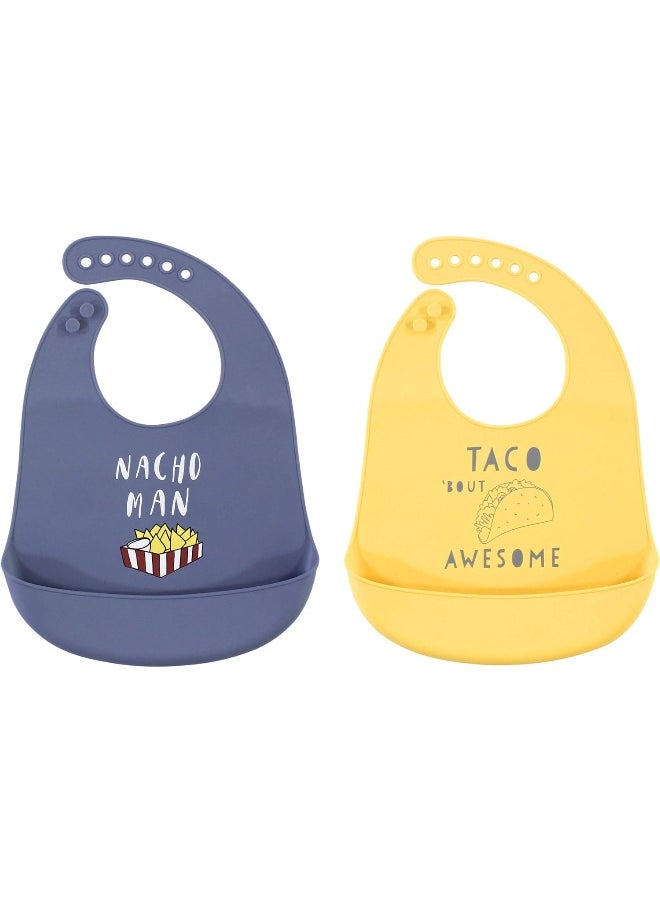 hudson baby Hudson Baby Unisex Baby Silicone Bibs, Nacho Man, One Size 