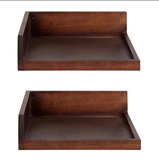 Md Decor Floating Corner Wooden Wall Shelf Set Two Different Different Color Shelf for Bedroom Living Room Hall Office Kitchen Shelves Natural - Image 3