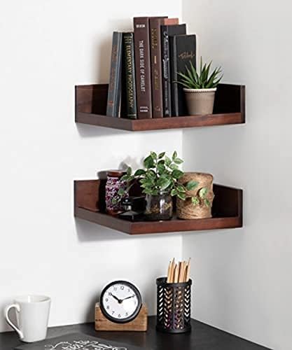 Md Decor Floating Corner Wooden Wall Shelf Set Two Different Different Color Shelf for Bedroom Living Room Hall Office Kitchen Shelves Natural - Image 1