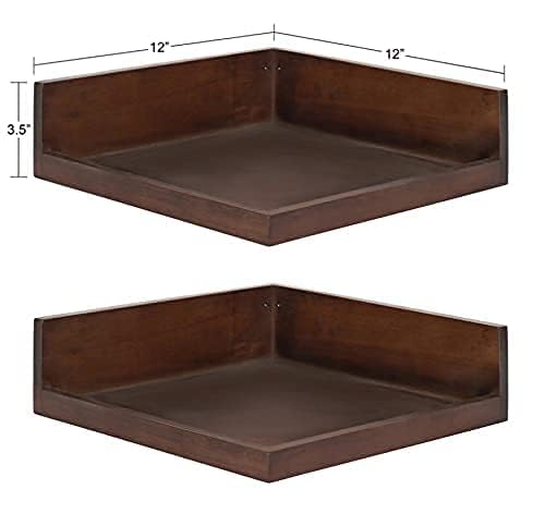 Md Decor Floating Corner Wooden Wall Shelf Set Two Different Different Color Shelf for Bedroom Living Room Hall Office Kitchen Shelves Natural - Image 2