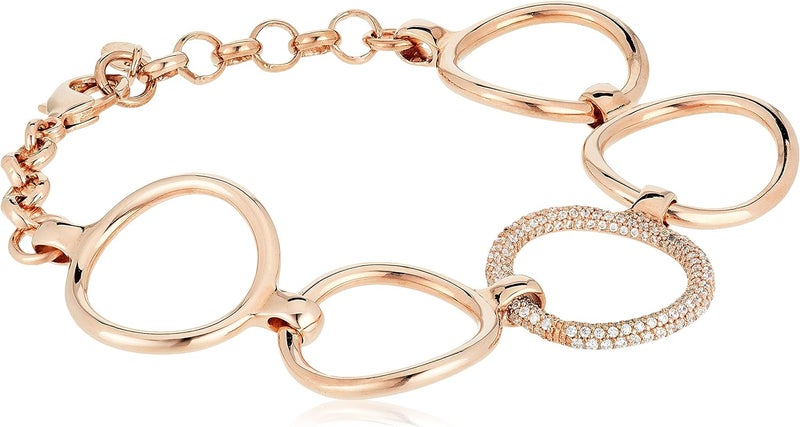 إسبريت عقد وسوار وخلخال من إسبريت للنساء مصنوع من معدن أساسي مرصع بالزركون الشفاف - Image 1