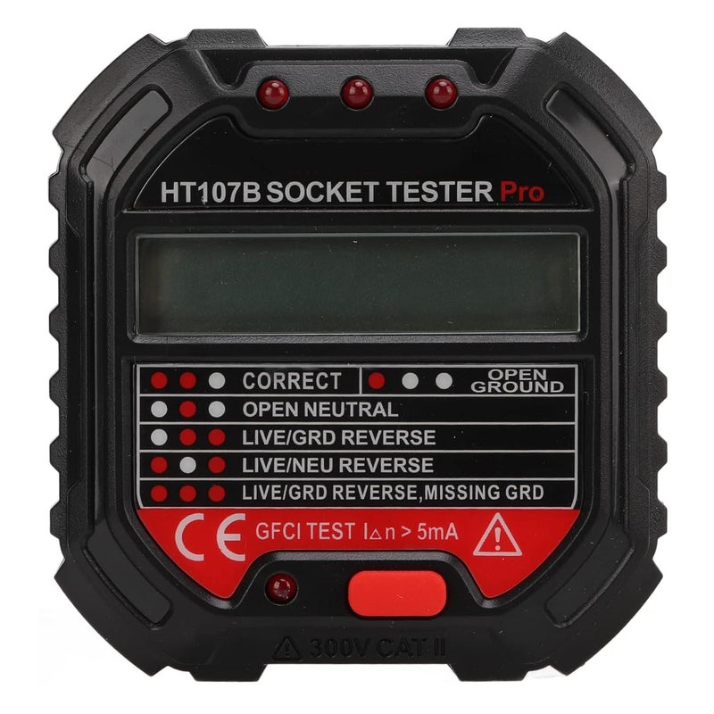 GFCI Tester Circuit Tester with Digital Display, Phase Detector for Electrical Safety, Insulation Resistance Tester, ABS Material Waterproof Design - Image 1