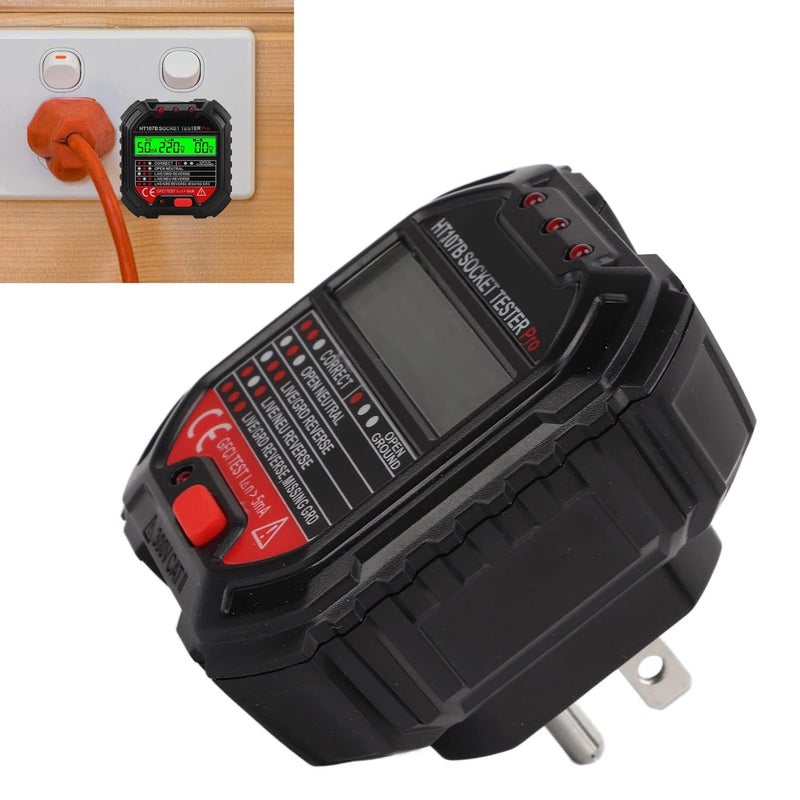 GFCI Tester Circuit Tester with Digital Display, Phase Detector for Electrical Safety, Insulation Resistance Tester, ABS Material Waterproof Design - Image 3