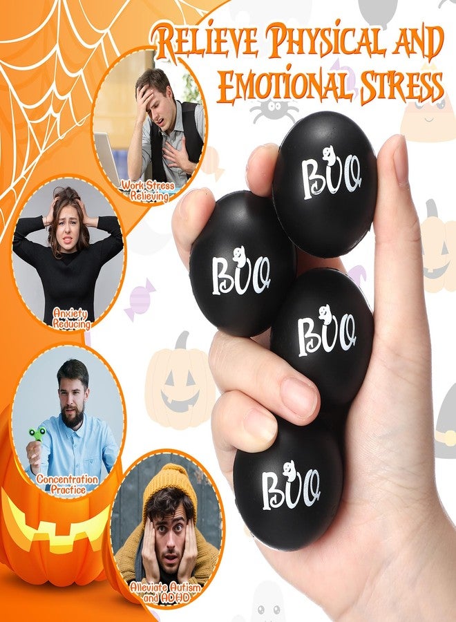 Realspring 40 Pieces Halloween Stress Balls Bulk 1.57 inches Mini Relieve Stress Squeeze Balls for Treat Bag Filler Party Favors Carnival Class Rewards Gifts(Black,Boo) - Image 4