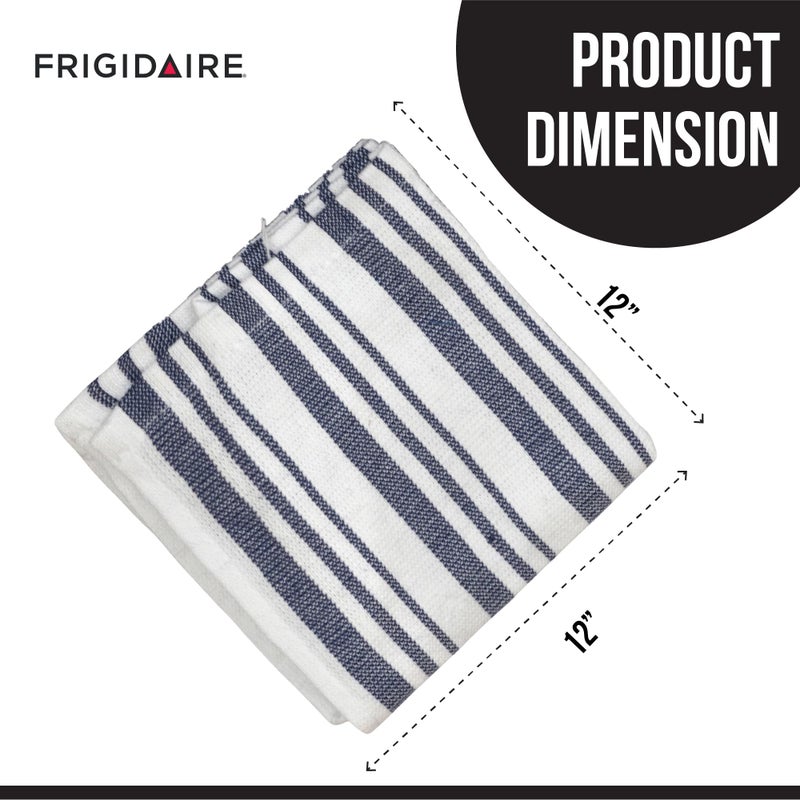 Frigidaire Claire 100% Cotton Dish Clothes,12" x 12", Solid and Stripe Print, Machine Washable, Denim,4-Pack - Image 2