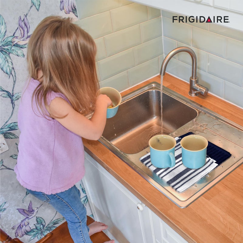 Frigidaire Claire 100% Cotton Dish Clothes,12" x 12", Solid and Stripe Print, Machine Washable, Denim,4-Pack - Image 4