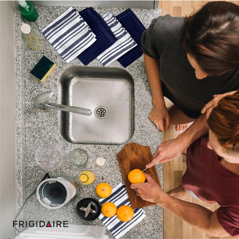 Frigidaire Claire 100% Cotton Dish Clothes,12" x 12", Solid and Stripe Print, Machine Washable, Denim,4-Pack - Image 3
