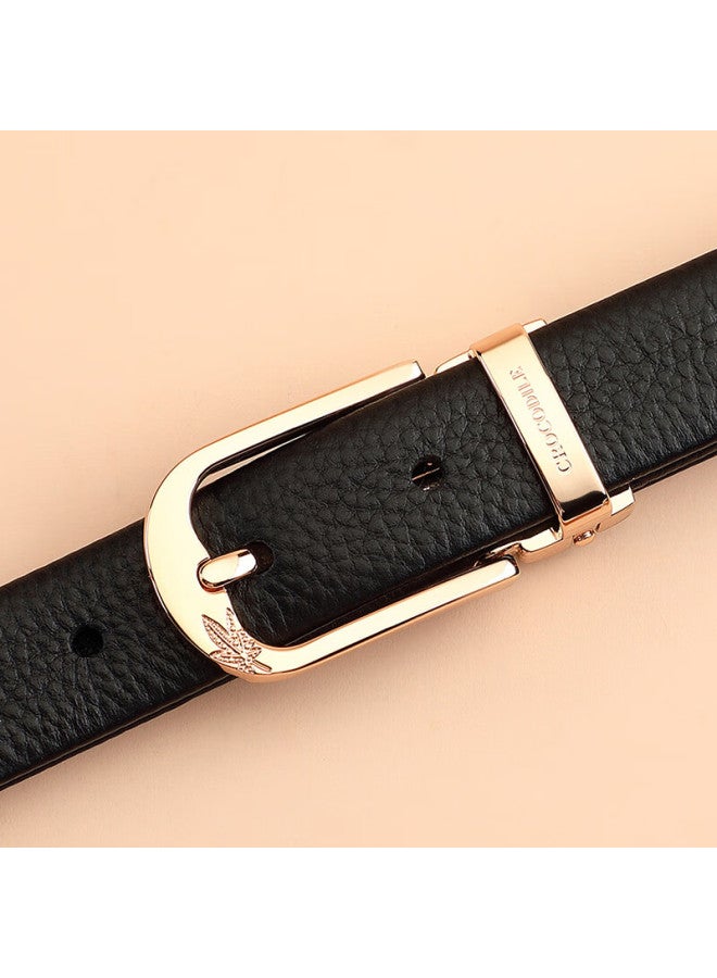 Crocodile Top-grain Leather Belt For Women, Pin Buckle, Fashionable Casual Belt, Birthday Gift T3763 - Image 1