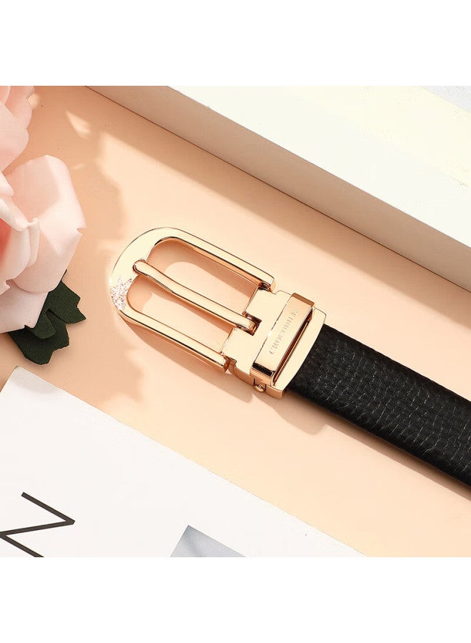 Crocodile Top-grain Leather Belt For Women, Pin Buckle, Fashionable Casual Belt, Birthday Gift T3763 - Image 3