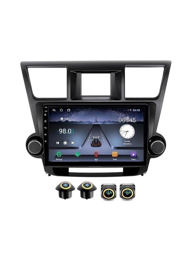 SHEZA STAR Android Car Stereo for Toyota Highlander 2008-2014 4GB RAM 64GB ROM Support Carplay, M-Link Wi-Fi BT, Radio GPS, 10 Inch IPS.QLED, interface, Screen with 360D Camera Included - Image 1