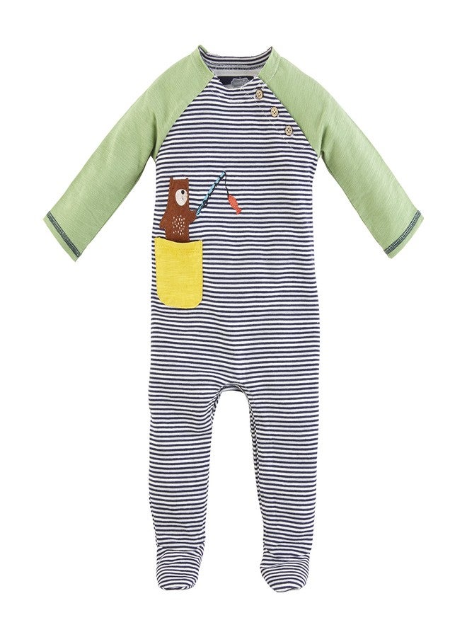 Mud Pie Baby Boy Sleeper, Fishing Bear, 3 Months