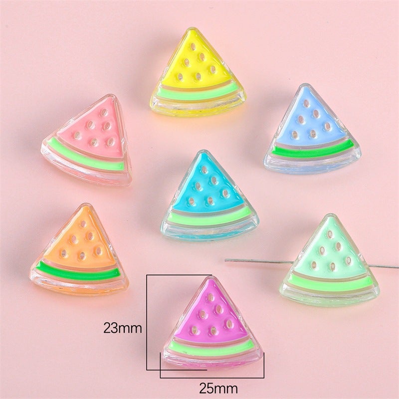 Acrylic Round Smiley Oil Dropping Cartoon Accessories DIY Handmade Material Homemade Mobile Phone Case Keychain Pendant Watermelon mixed color aperture about 3.5mm 