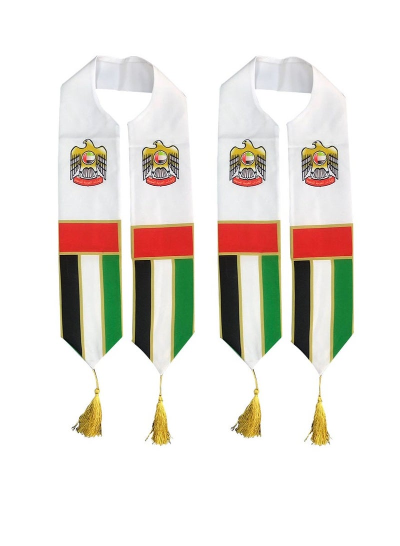 يوويل مجموعة مكونة من قطعتين وشاح علم الإمارات العربية المتحدة لليوم الوطني للأطفال مقاس 120 × 11 سم - Image 1