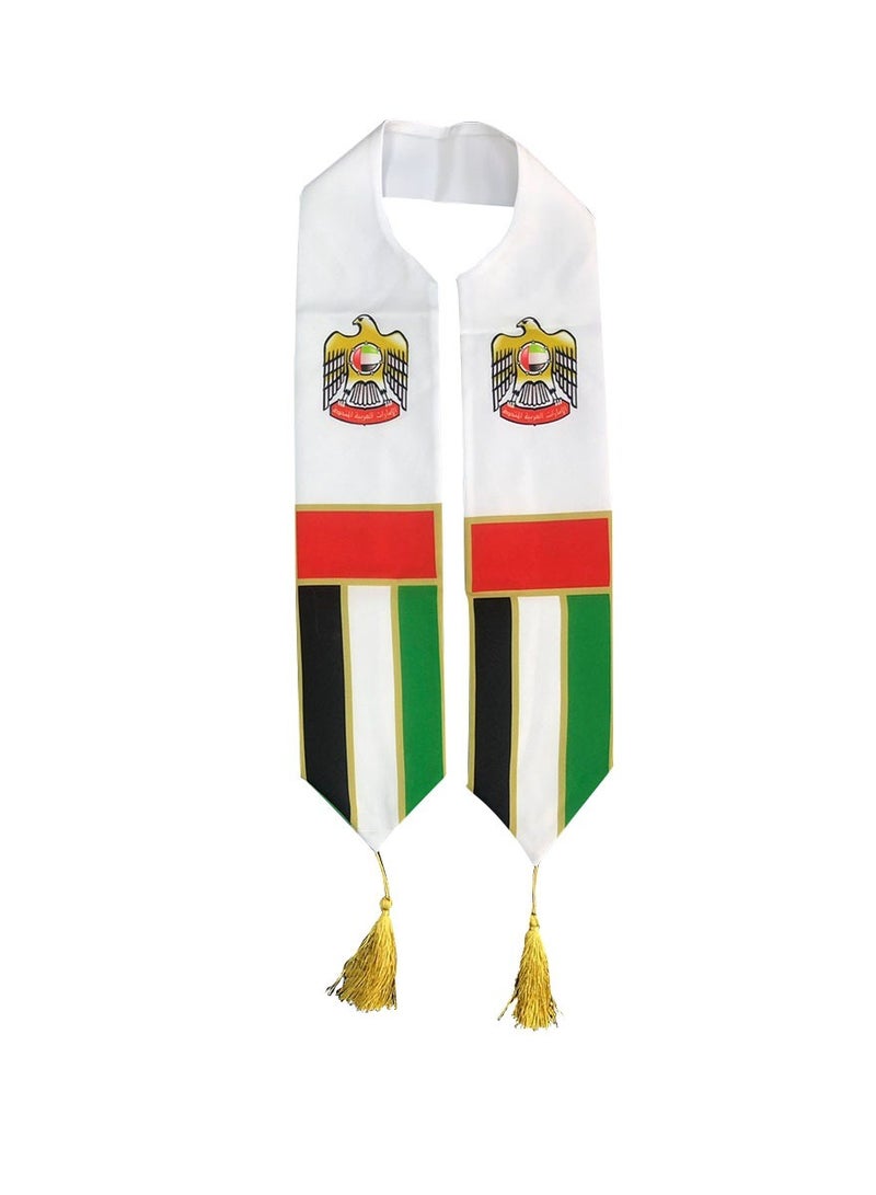 يوويل مجموعة مكونة من قطعتين وشاح علم الإمارات العربية المتحدة لليوم الوطني للأطفال مقاس 120 × 11 سم - Image 2