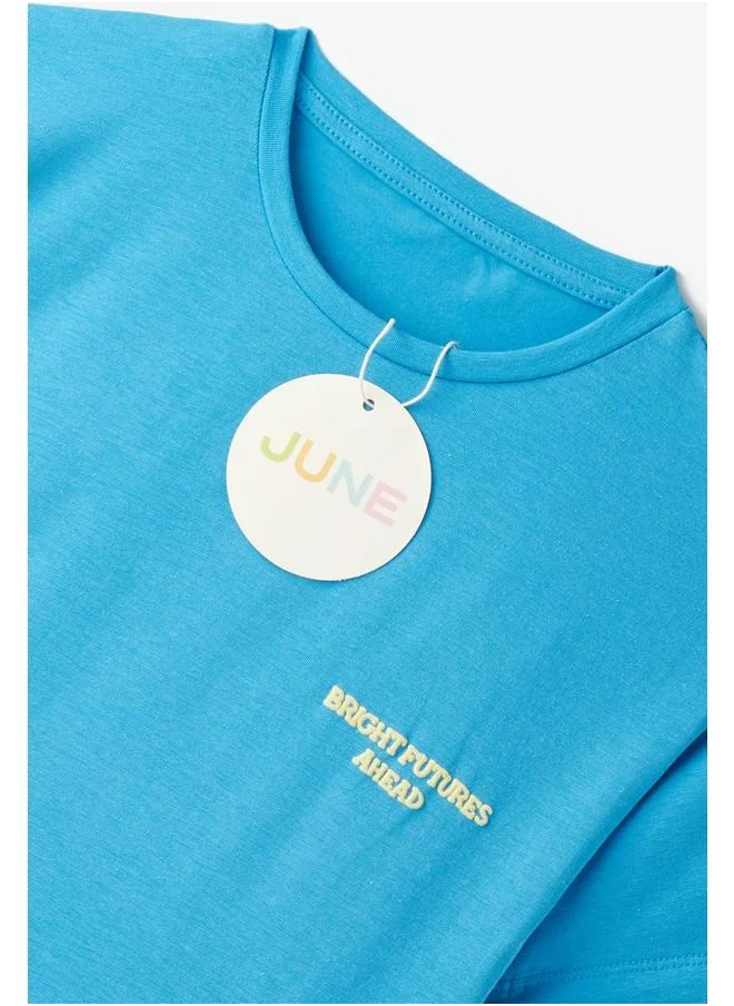 JUNE June Kids Slogan Tshirt & Short Set Blue