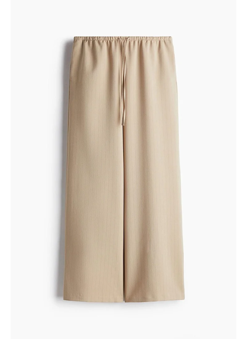 H&M beige Twill drawstring trousers for Women | Best Price UAE