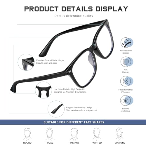 Jectieey Reading Glasses for Women Men Blue Light Blocking UV Filter Computer ReadersAnti Eyestrain EyeglassesBright Black 15X - Image 5