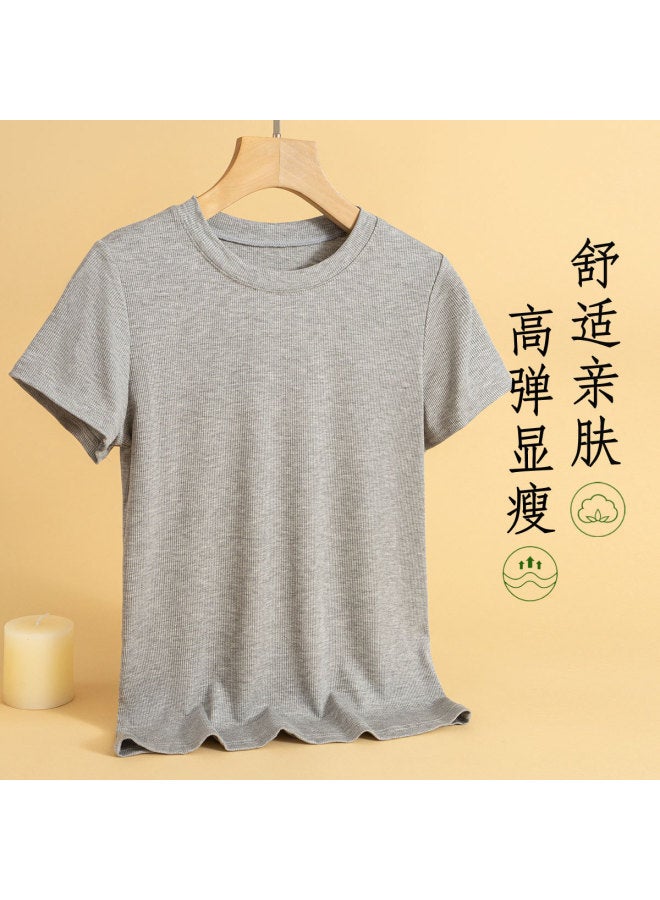 Your Sun Women'S Regular Shoulder T-Shirt, Short Sleeve Slimming And Belly-Covering Solid Color Versatile Basic Round Neck Tee, Casual Comfortable Top - Image 3