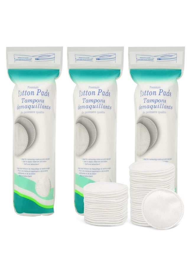 TinLeJa - 3 Packs 300 Sheets Cotton Rounds ，For Facefacial Lip And Eye Makeup Remover Pads, Effective Cosmetic Cotton Round, Lint - Image 1
