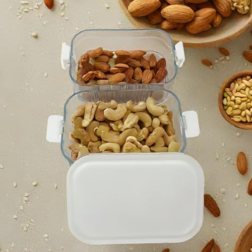 DecorTwist Plastic Airtight Containers for Condiments | 2-layer Storage Box Spice Containers for Kitchen | Leak Proof Condiment Jars with Lids for Masala, Fruit, Snack and Spice (14 x 9 x 11cm) White - Image 5