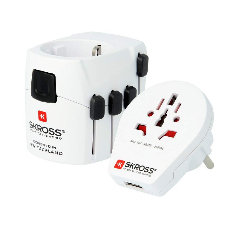 Skross Pro-World & USB Travel Adaptor, White - Image 2