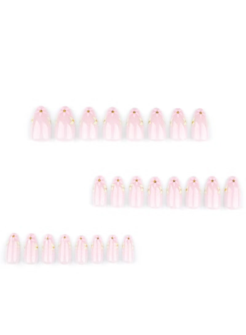 Gecomo Press On Nails 24pcs,Spring And Summer Fresh And Gentle Flower Nail Art, Fake Nails Suitable For Short Almond Shape, Exquisite Flower Patterns That Showcase Elegance And Freshness,Comfortable And Easy To Wear, Revitalizing Your Fingertips With Life And Vitality.Fake Acrylic Nails With Glue Kit. - Image 5