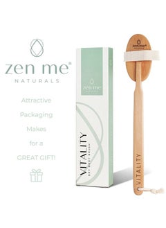 ZEN ME Premium Boar Brush by Zen Me, Exfoliating Brush with Medium Firm Natural Bristles for Cellulite and Lymphatic, Body Scrub Brush with Detox eBook Gift  - Image 2