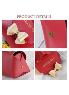 Excefore 10 Pcs Leather Bowknot Candy Gift Bags Reusable Lightweight Wedding Candy Boxes Creative Baby Showers Bag Foldable Birthday Party Favor Bag (Red)  - Image 3