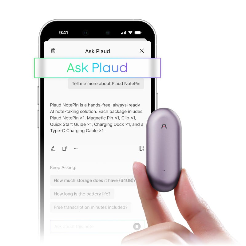 Plaud NotePin Voice Recorder AI Voice Recorder AI Note Taker AI Transcribe Summarize Support 112 Languages for Meetings Lectures Professionals Teams Sunset Purple NonS Version - Image 2