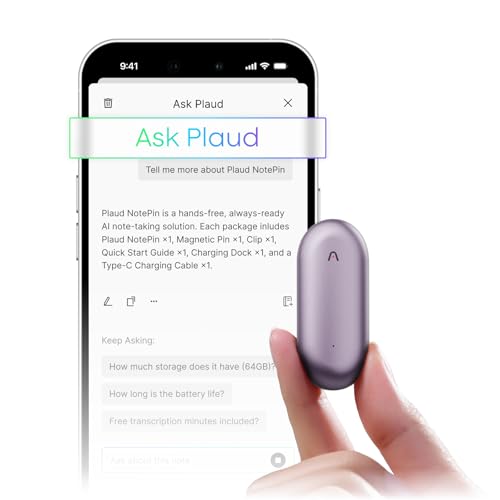 Plaud NotePin Voice Recorder AI Voice Recorder AI Note Taker AI Transcribe Summarize Support 112 Languages for Meetings Lectures Professionals Teams Sunset Purple NonS Version