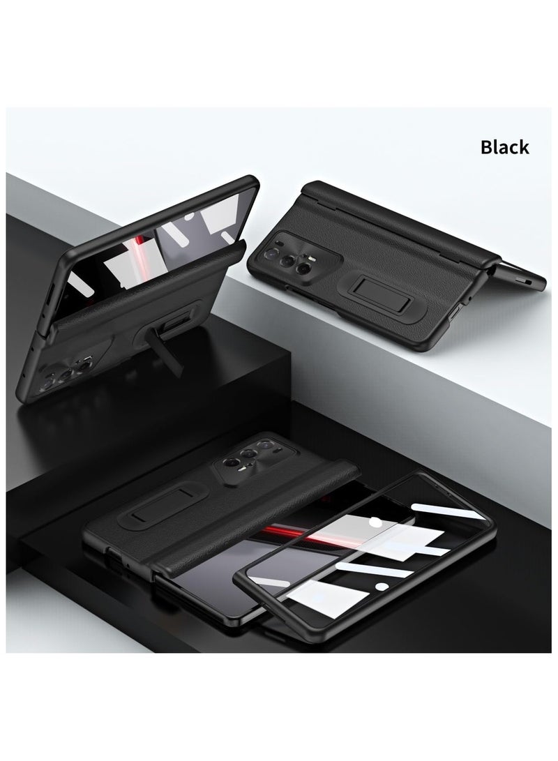 Anti-Scratch Case Compatible Luxury Hinged Case Compatible with Honor Magic V2 RSR Case,Leather Folio Flip Case Drop Shockproof Hard Full-Body Protective Cover with Screen Protector+Kickstand - Image 3