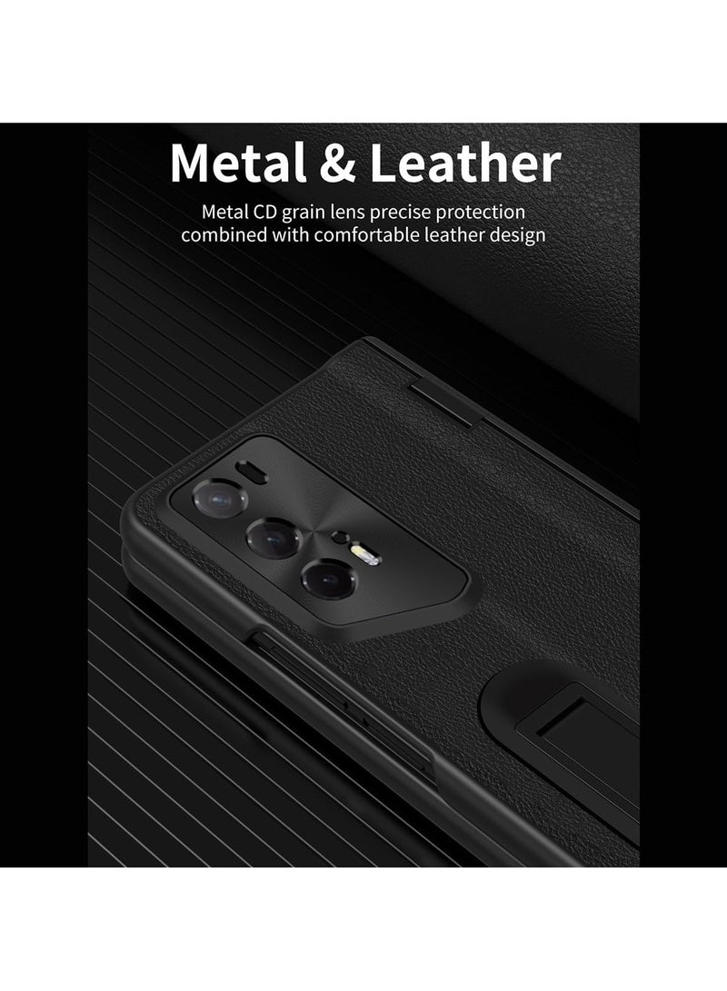 Anti-Scratch Case Compatible Luxury Hinged Case Compatible with Honor Magic V2 RSR Case,Leather Folio Flip Case Drop Shockproof Hard Full-Body Protective Cover with Screen Protector+Kickstand - Image 2