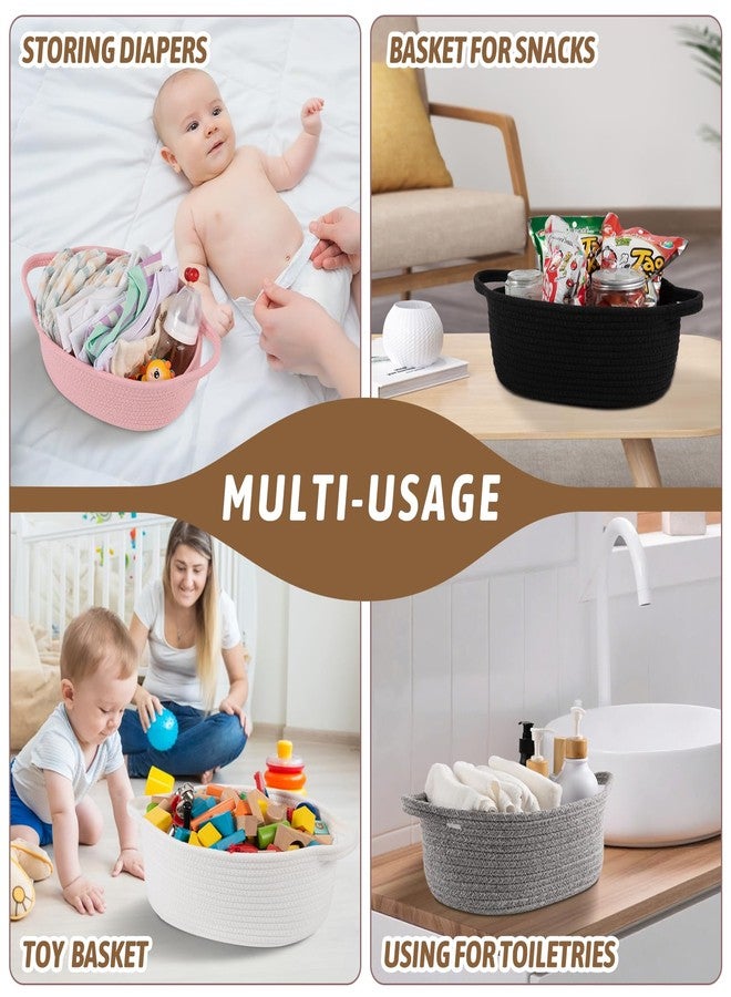 OIAHOMY Small Woven Basket with Gift Bags, Ribbons & DIY Label Card, Baskets for Gifts Empty, Small Rope Basket 12 * 8 * 5IN, Cute Decorative baskets with Handles for Baby Pets, Toys, White - Image 5