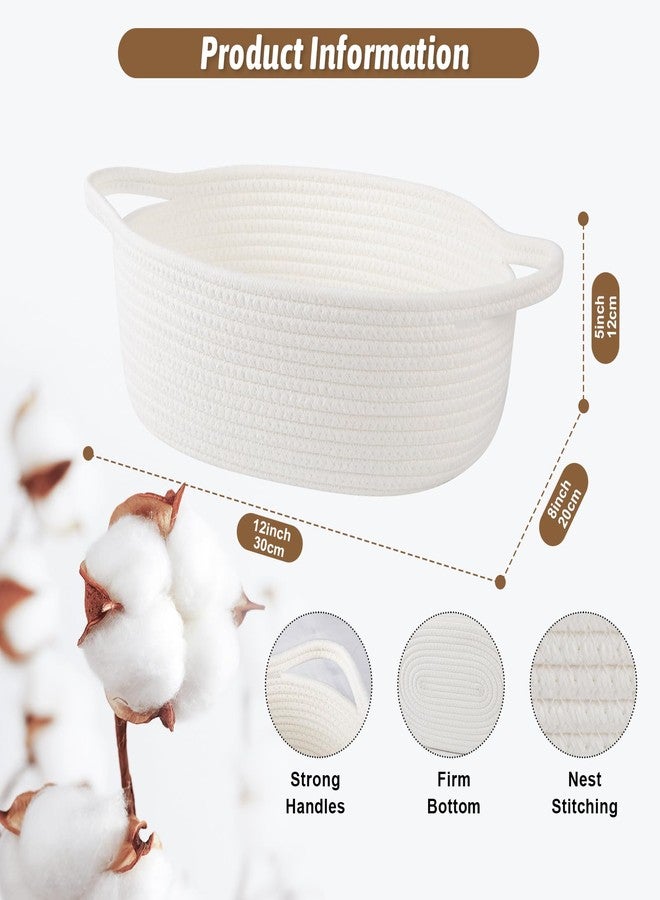 OIAHOMY Small Woven Basket with Gift Bags, Ribbons & DIY Label Card, Baskets for Gifts Empty, Small Rope Basket 12 * 8 * 5IN, Cute Decorative baskets with Handles for Baby Pets, Toys, White - Image 3