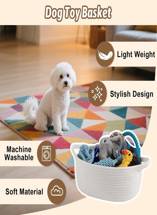 OIAHOMY Small Woven Basket with Gift Bags, Ribbons & DIY Label Card, Baskets for Gifts Empty, Small Rope Basket 12 * 8 * 5IN, Cute Decorative baskets with Handles for Baby Pets, Toys, White - Image 4