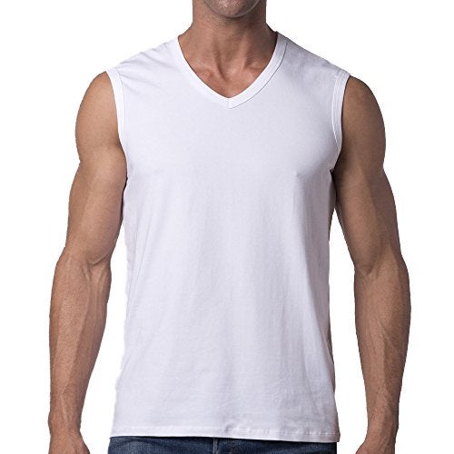 Y2Y2 Men's Sleeveless V-Neck T-Shirt, White, Big and Tall 2XL (50"-52") - Image 1