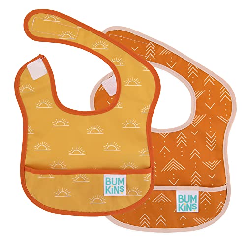 Bumkins Bibs, for Baby Girl or Boy, Infant 3-9 Months, Essential Must Have for Eating, Feeding, Baby Led Weaning Supplies, Mess Saving Waterproof Soft Fabric, Starter Bib 2-pk Desert Boho - Image 1