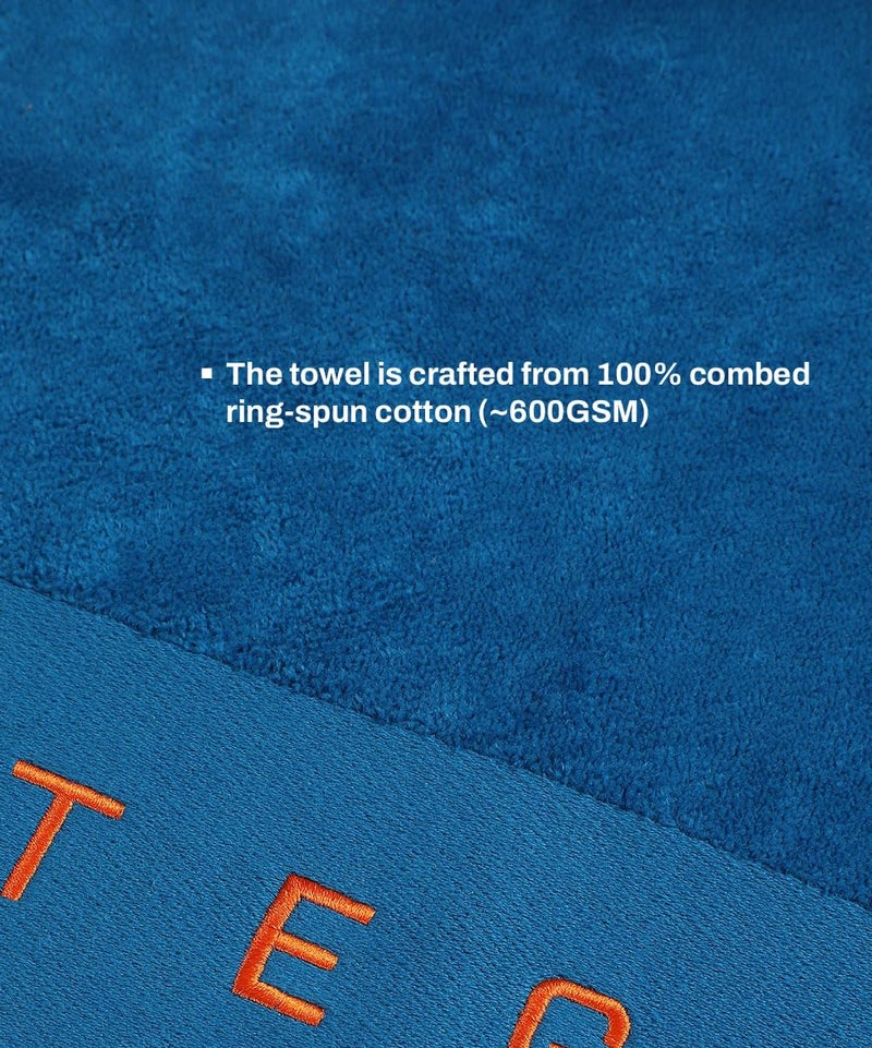 TEGO Cotton 600 Performance Sports Towel (16 x 30 Inches) - Gym, Work Out, Fitness Towel - Blue-O - 1 Piece - Image 4