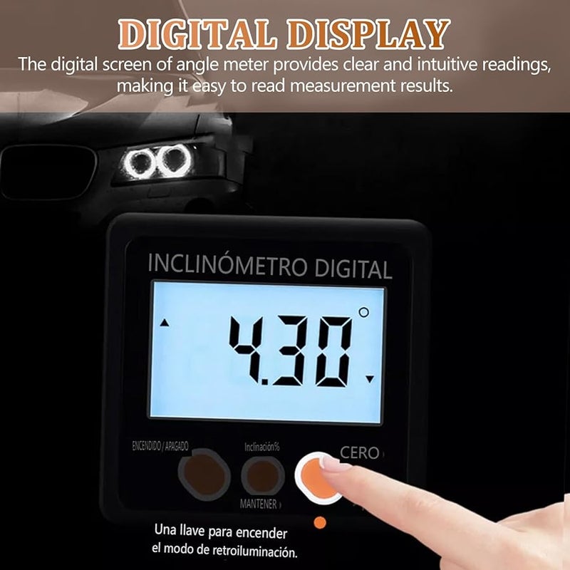 مقياس الزاوية الرقمي عالي الدقة مع قاعدة مغناطيسية لأعمال النجارة والبناء - Image 4