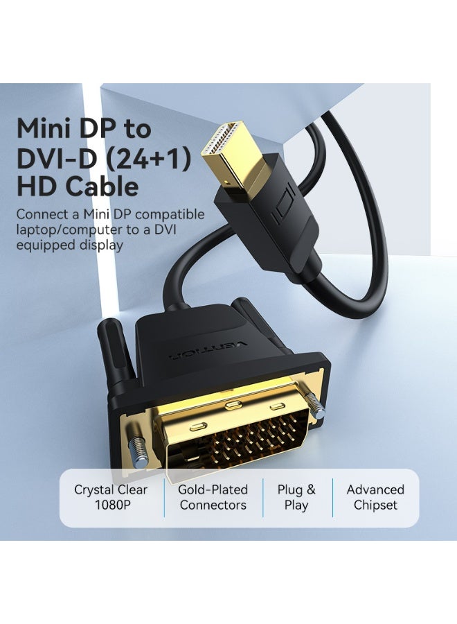 VENTION Mini DP Male to DVI-D(24+1) Male HD Cable 1M Black Model# HFFBF - Image 2
