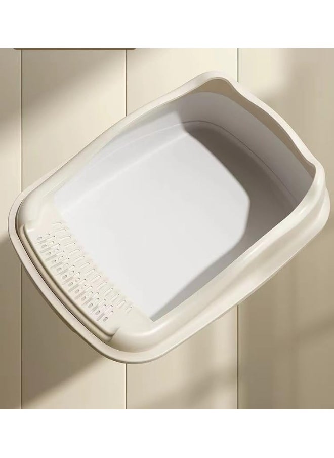 SKY-TOUCH Cat Litter Tray Box,Litter Box with High Side,Anti-Splashing Cats Litters Pan,Kitten Toilet with Litter Sifting Scoop,with Free Scoop Kitten Detachable Rim Easy Cleaning  - Image 1