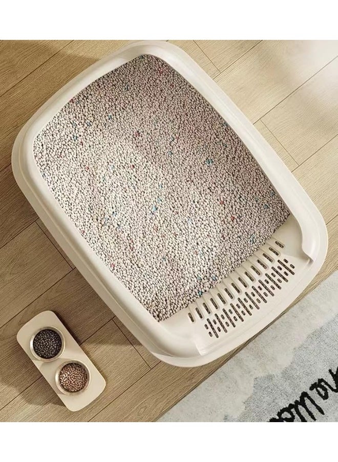 SKY-TOUCH Cat Litter Tray Box,Litter Box with High Side,Anti-Splashing Cats Litters Pan,Kitten Toilet with Litter Sifting Scoop,with Free Scoop Kitten Detachable Rim Easy Cleaning  - Image 2