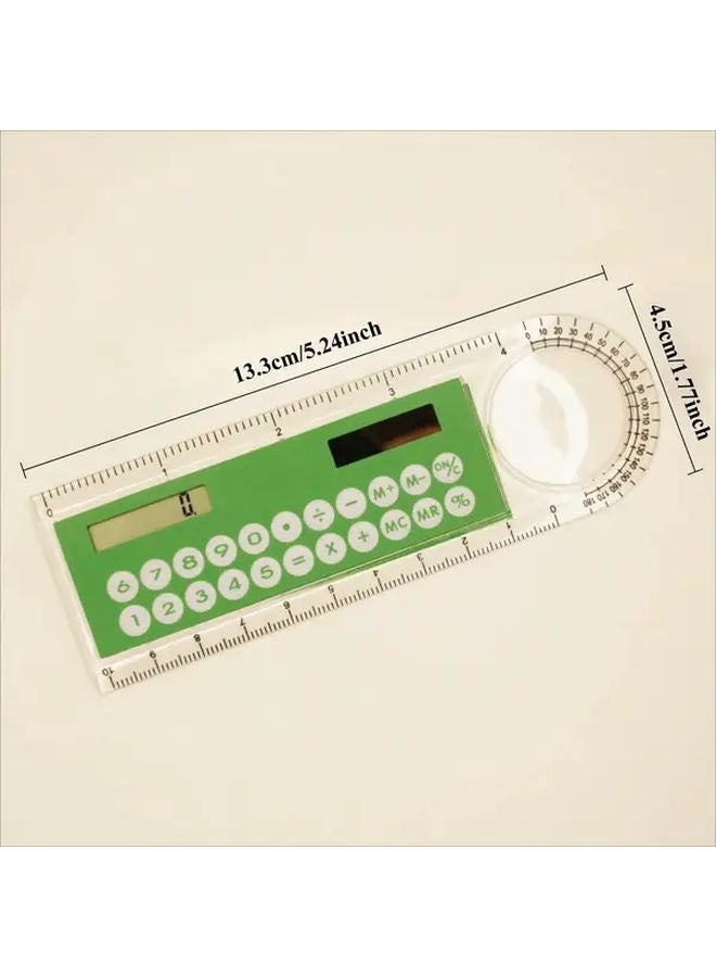 Black Ultra Thin Mini Ruler With Solar Calculator And Magnifying Glass - Image 3