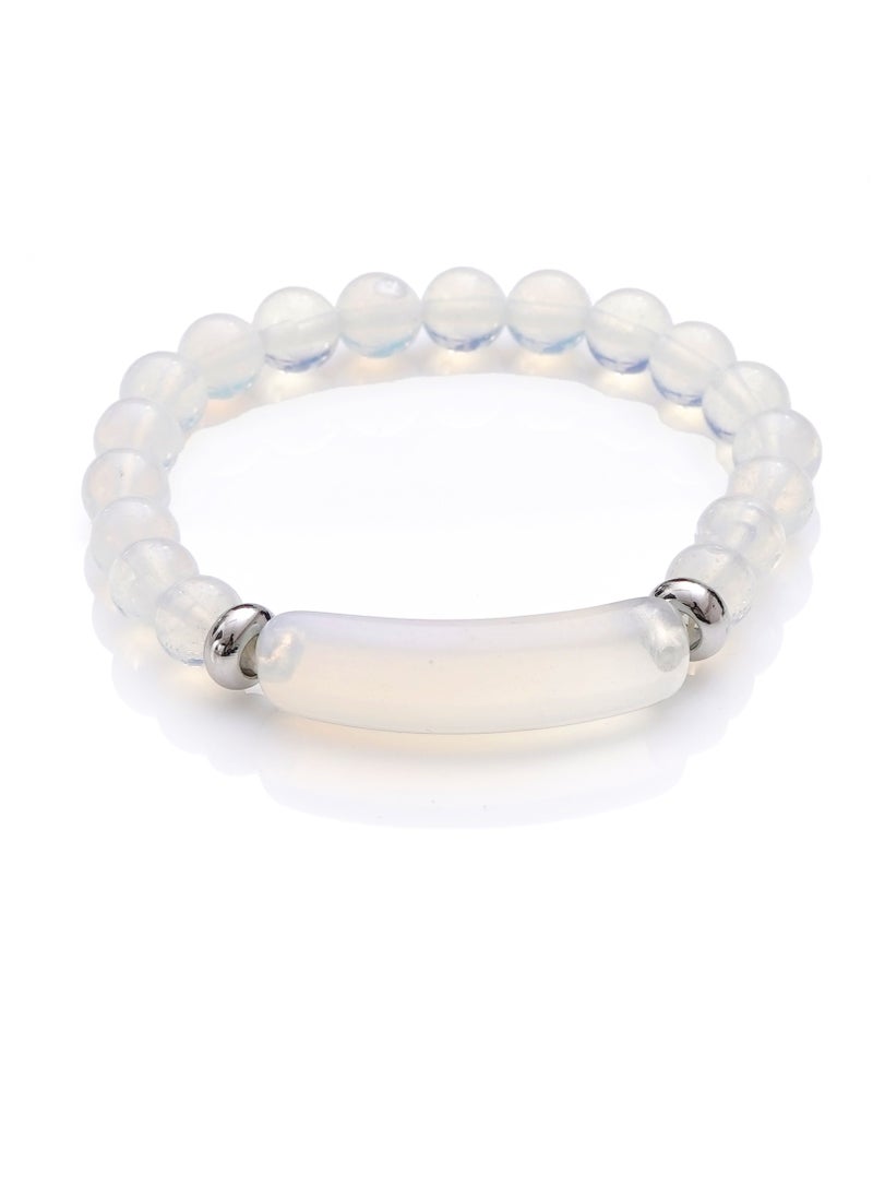 Subhati - Bracelet with Opal Stone | 8 MM Beads - 18 | Metal Parts - Image 1