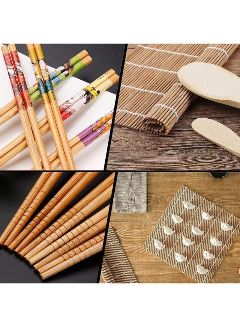 LIMOS Sushi Making Kit Set, 10 PCS Beginner Sushi Kit Including 2 Sushi Roller, 5 Pairs of Chopsticks,1 Paddle,1 Spreader, 1 Sause Dish Set for Sushi Lovers. - Image 5
