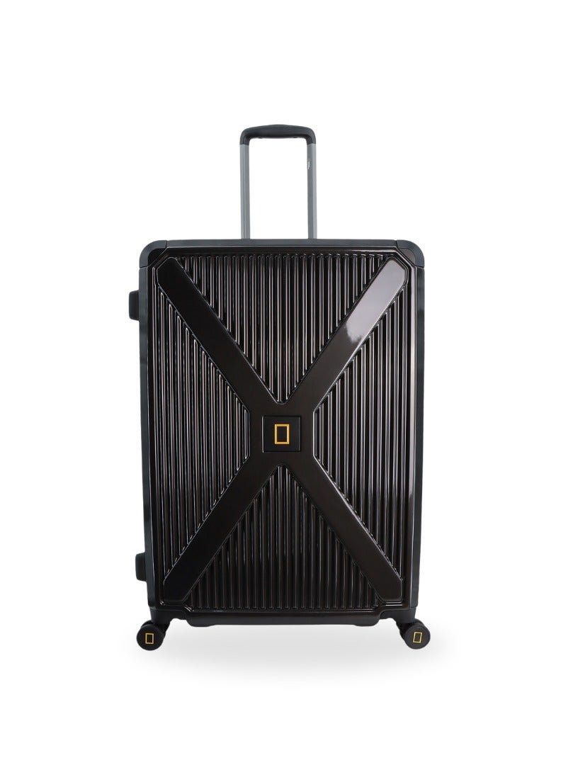 ناشيونال چيوغرافيك حقيبة سفر ناشيونال جيوغرافيك معدنية صلبة سوداء كبيرة بعجلات دوارة مزدوجة وقفل - Image 1