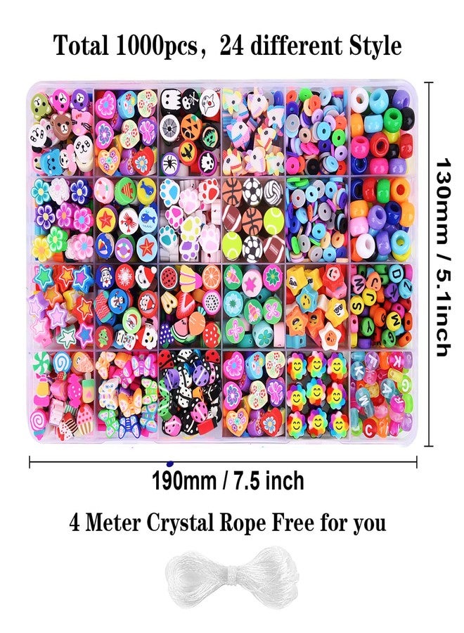 BBita 1000PCS Polymer Clay Beads Bracelet Making kit, 24 Style Cute Fun Beads Fruit Flower Smiley Animal Cake Butterfly Heart Beads Charms for Jewelry Necklace Earring Making DIY Accessories for Women Girls - Image 4