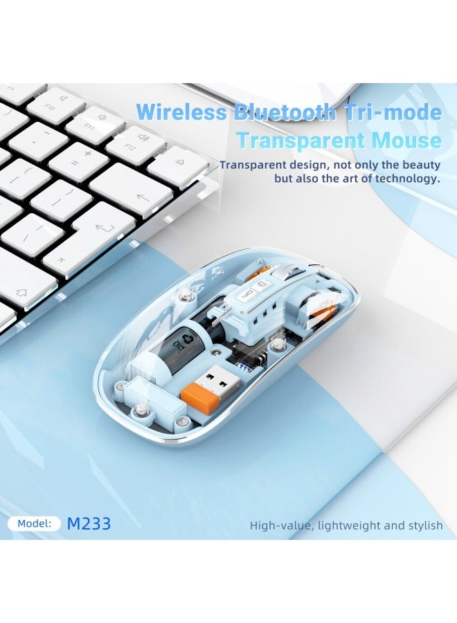 The new three-mode transparent mouse 2.4G wireless and BT5.1 rechargeable built-in 500 mAh lithium battery mute - Image 2
