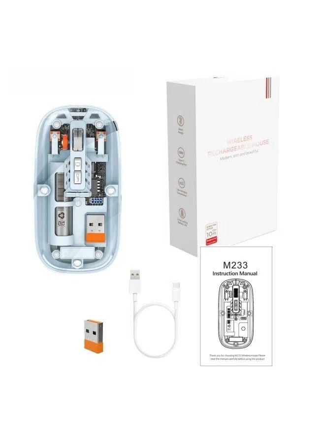The new three-mode transparent mouse 2.4G wireless and BT5.1 rechargeable built-in 500 mAh lithium battery mute - Image 1
