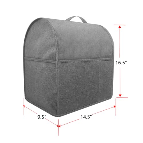 HOHUO Stand Mixer Dust-proof Cover for KitchenAid Mixer，Multi Pockets for Various Kitchen Appliance Accessories，Water-resistant，Easy Cleaning (Grey(New style), Fit for Bowl Lift 5-8 Quart) - Image 5